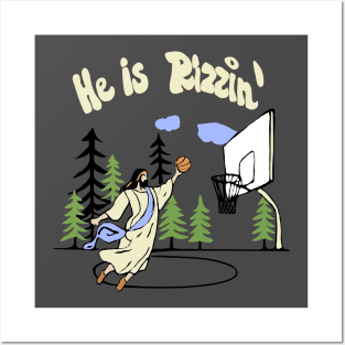 funny slogan he is rizzen Jesus basketball Posters and Art